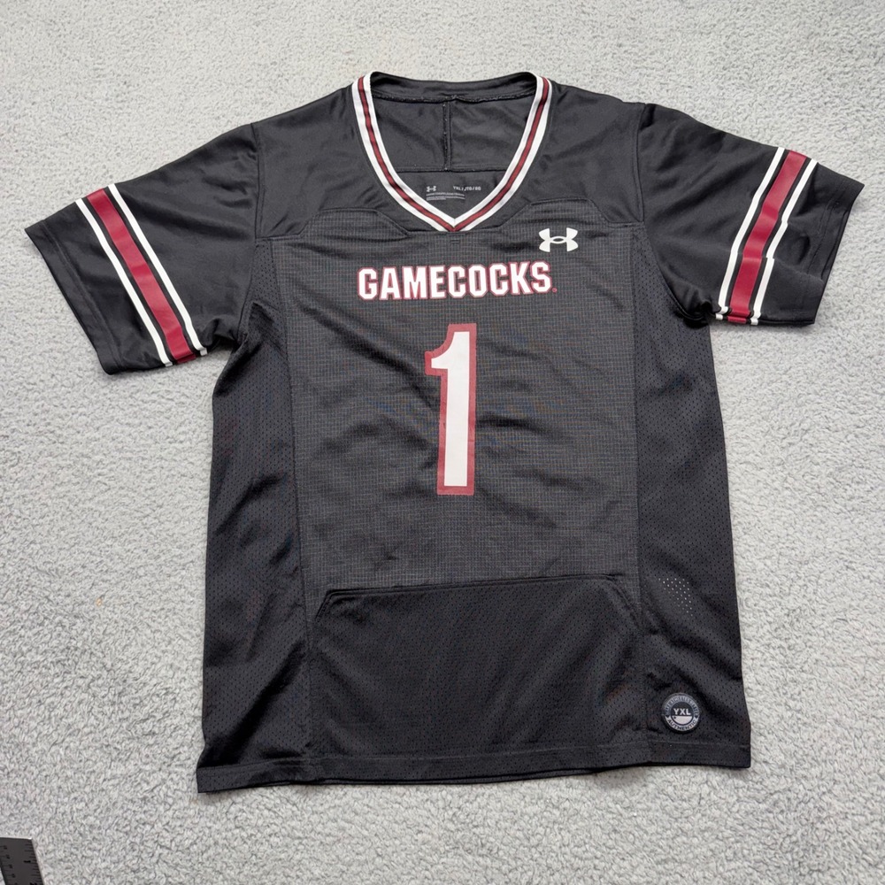 Under Armour UY8049 Youth YXL Black #1 South Carolina Gamecocks Football Jersey